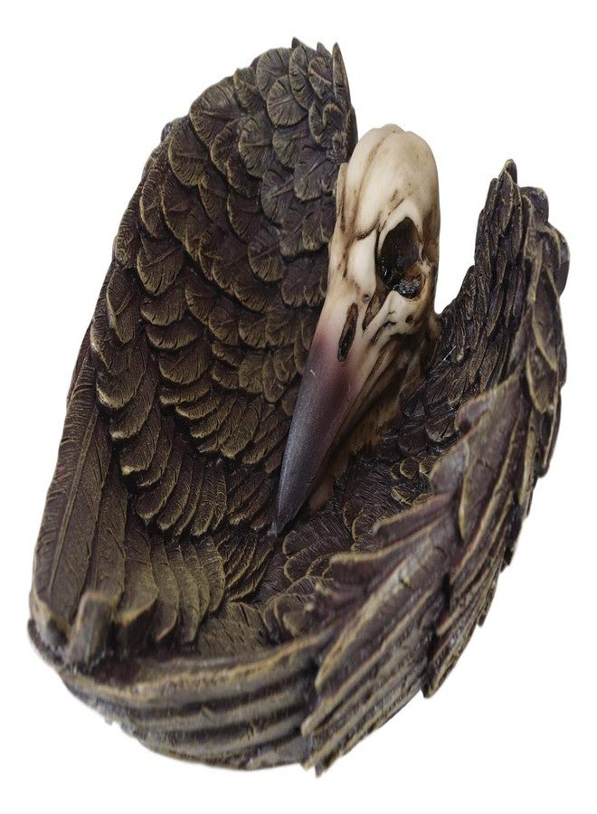 Ebros Gift Ebros Harbinger Of Doom Edgar Poe Gothic Winged Raven Skull Jewelry Coin Dish Tray Ashtray Figurine 6.75"L Ossuary Macabre Halloween Decor Sculpture - Image 1
